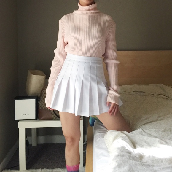 GAP Sweaters - Gap Stretch Baby Pink Ribbed Turtleneck Sweater